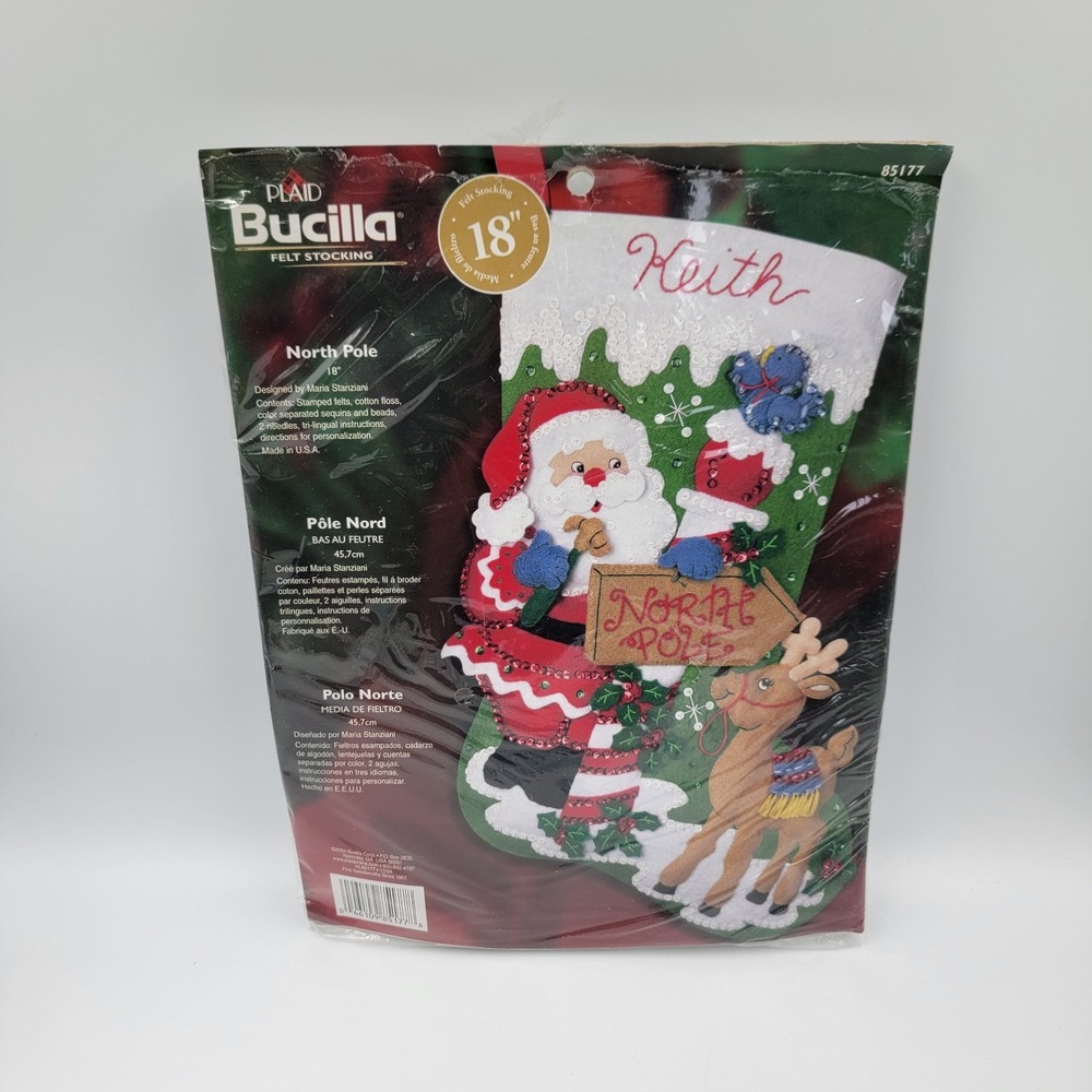 Bucilla Felt Christmas Stocking Kit 18" New Old Stock North pole #85177 Sealed